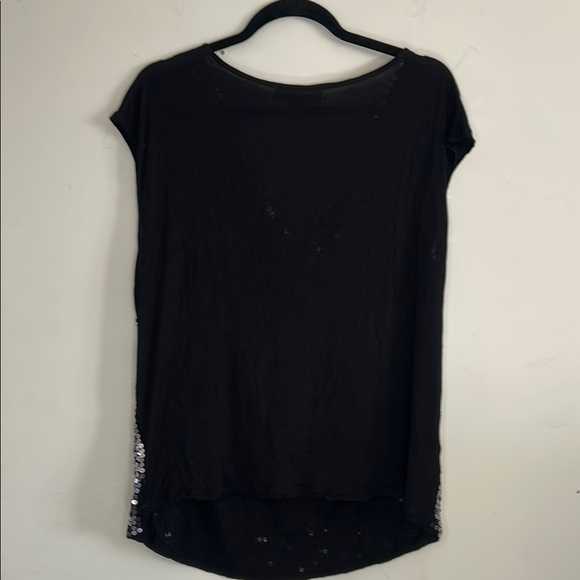 Black and Silver Sequin Cap Sleeve Blouse Michael Kors 2X - Picture 3 of 3